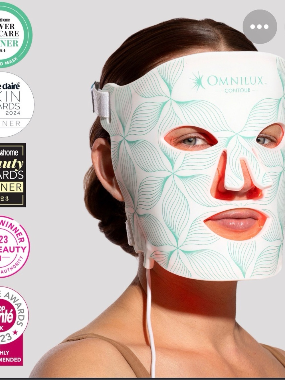 Omnilux Contour LED Facial Mask — White with Teal Pattern